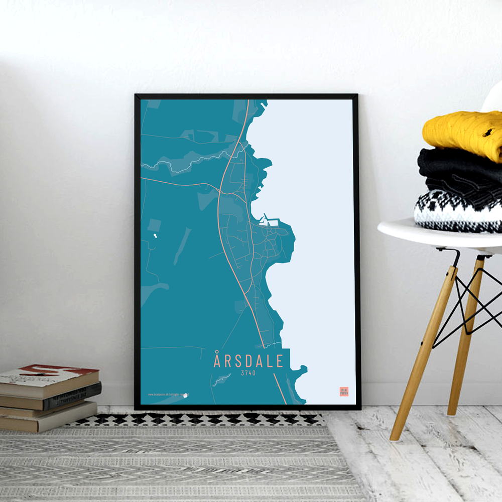 Årsdale by plakat local poster blå