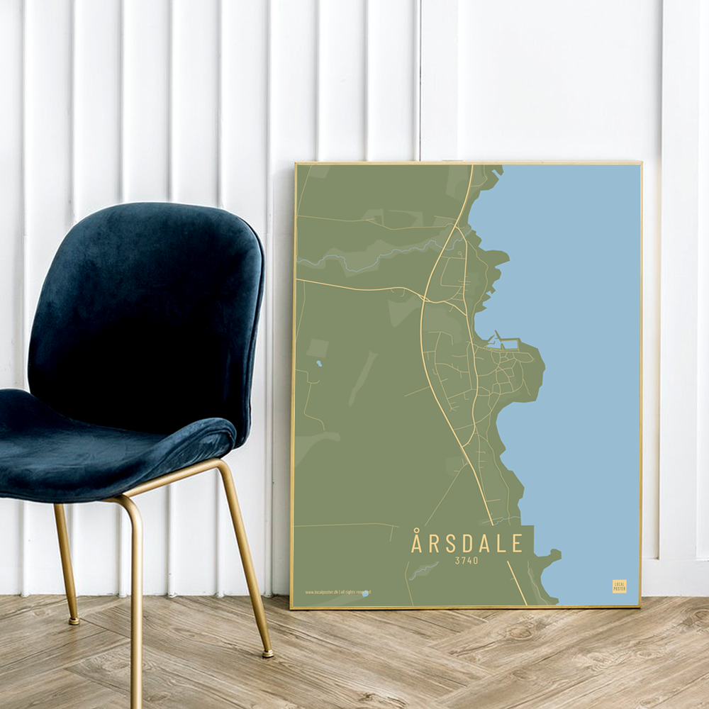 Årsdale by plakat local poster blå