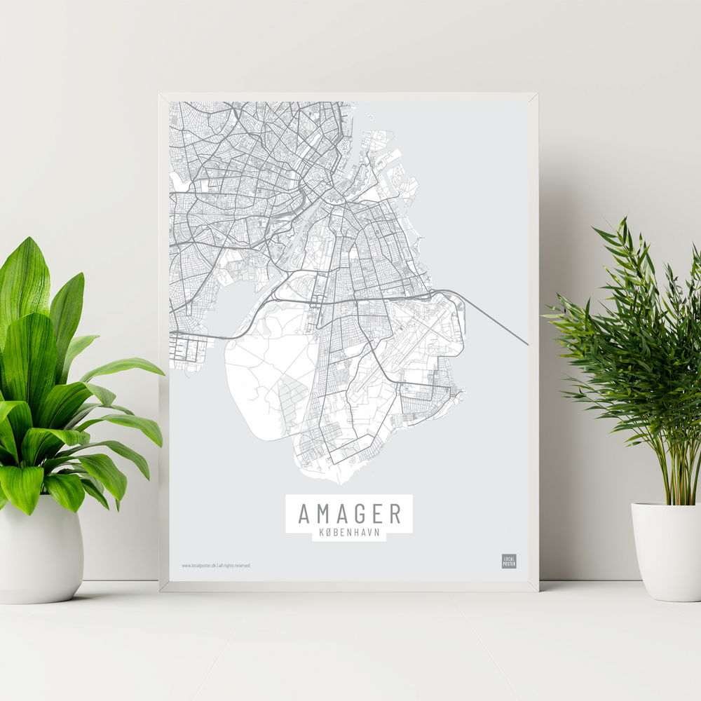 Amager by plakat hvid