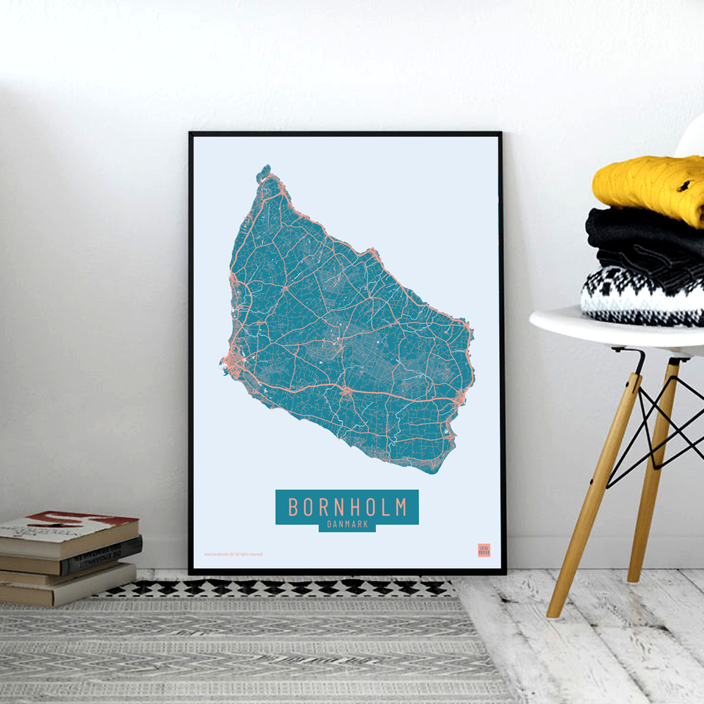 Bornholm by plakat local poster hvid