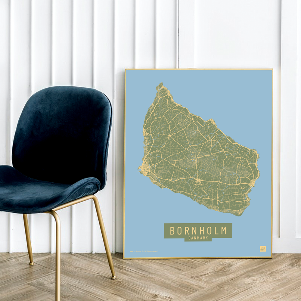 Bornholm by plakat local poster grøn