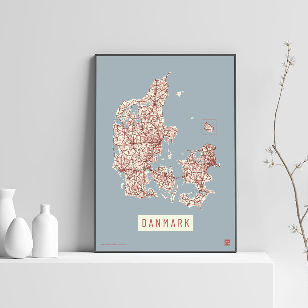 Danmark by plakat local poster lys