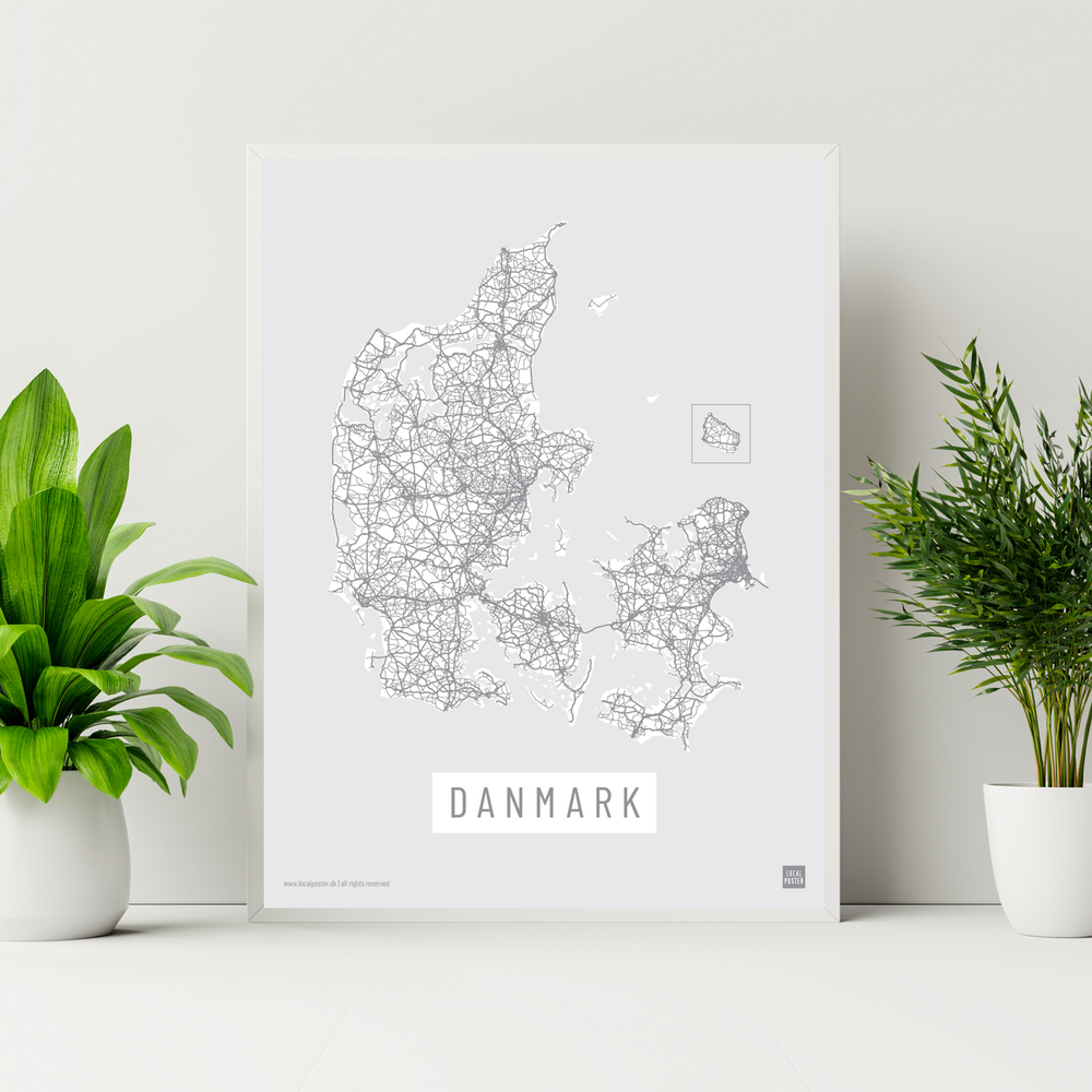 Danmark by plakat local poster. hvid
