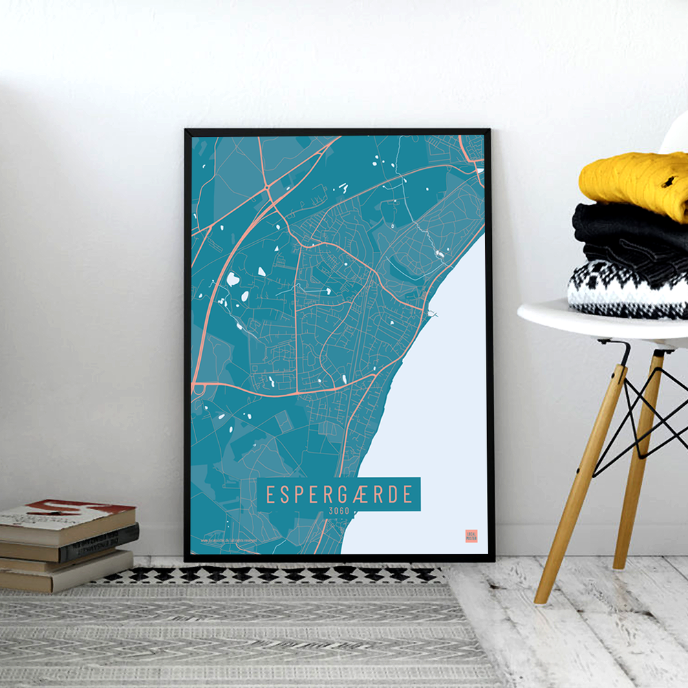 Espergærde by plakat local poster hvid