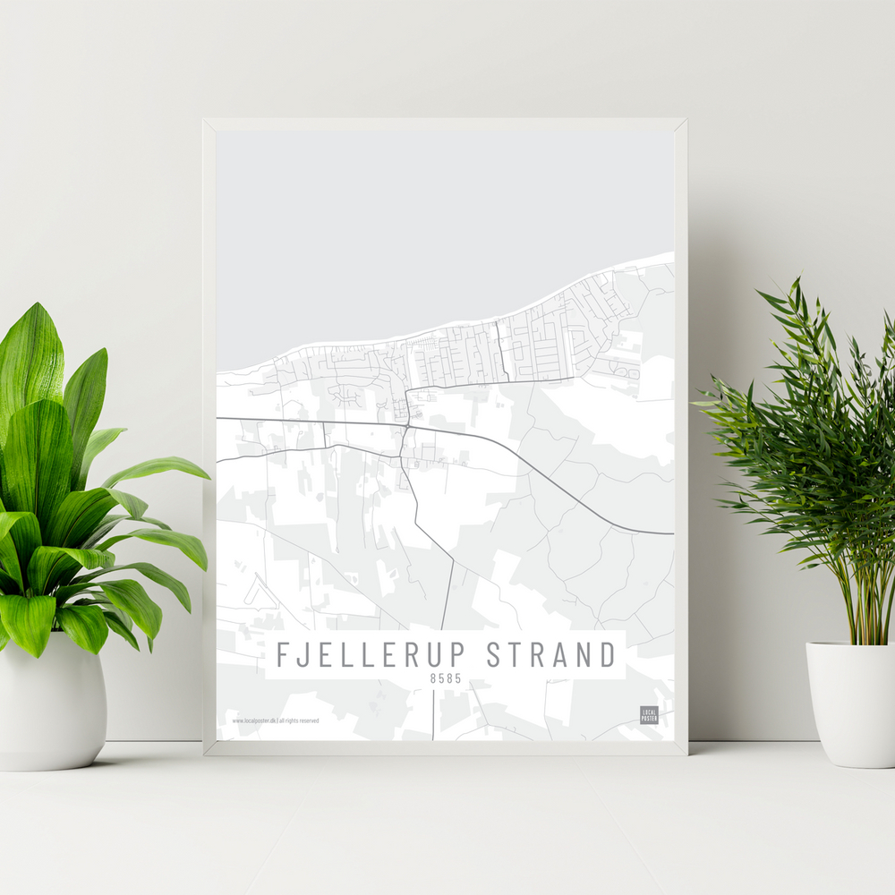 Fjellerup Strand by plakat local poster hvid