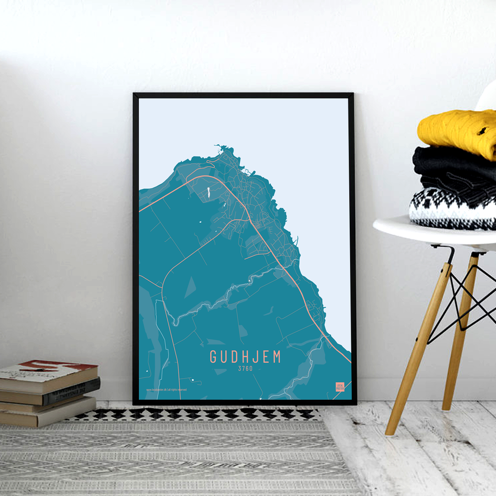 Gudhjem Strand by plakat local poster